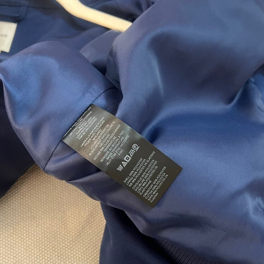 Maeve Anthropologie Navy Ruffle Button Front Bomber Jacket Size Small - Picture 6 of 7